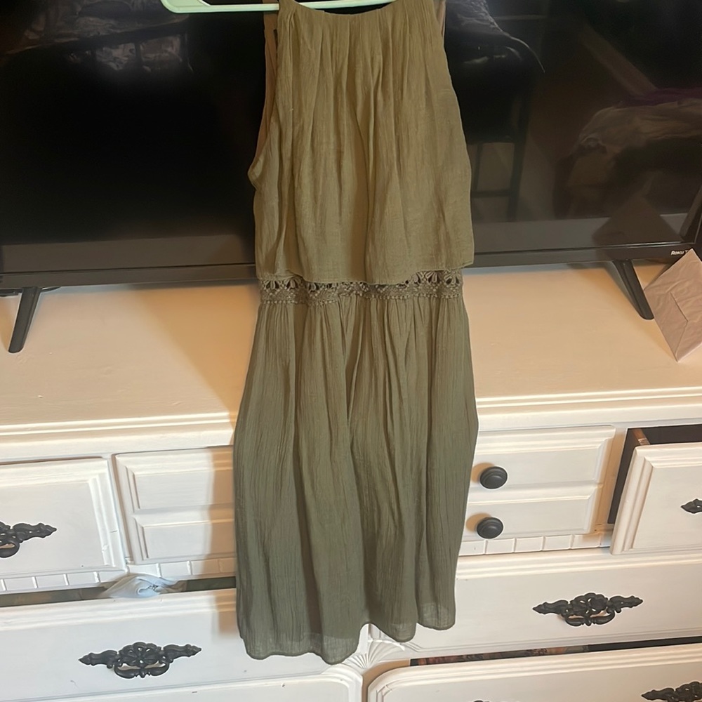 Olive green flowy dress